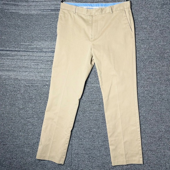 Charles Tyrwhitt Men's Beige Dress Pants Straight Leg 36W 32L Slim Fit Non-iron - Picture 1 of 5